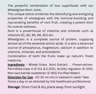 WHEATGRASS WITH NONI JUICE | 100% VEGETERIAN